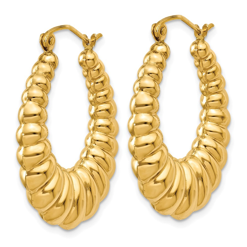 FJC Finejewelers 10 kt Yellow Gold Polished Scalloped Hoop Earrings 13 mm x 5 mm