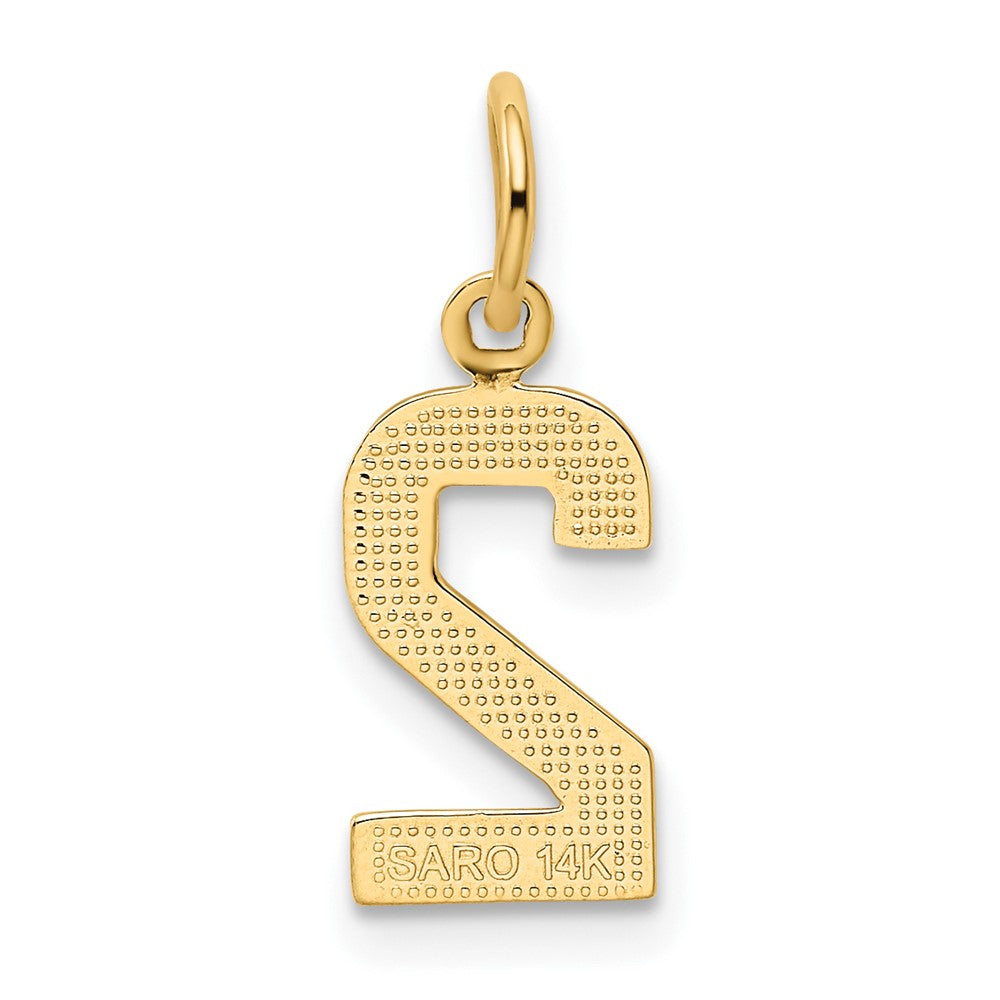 FJC Finejewelers 10 kt Yellow Gold Casted Small Polished Number 2 Charm 20 x 7 mm