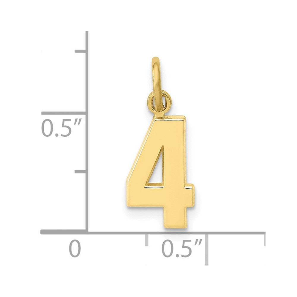 FJC Finejewelers 10 kt Yellow Gold Casted Small Polished Number 4 Charm 20 x 7 mm