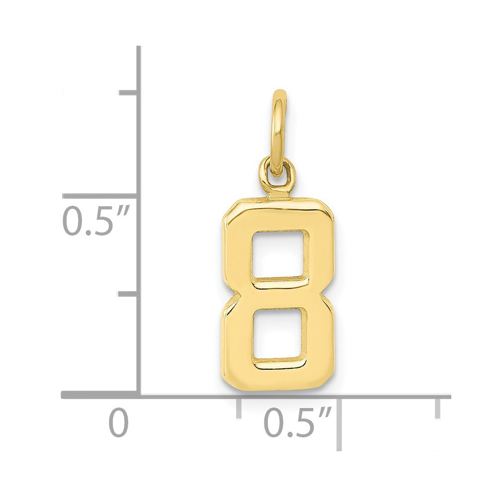 FJC Finejewelers 10 kt Yellow Gold Casted Small Polished Number 8 Charm 20 x 7 mm