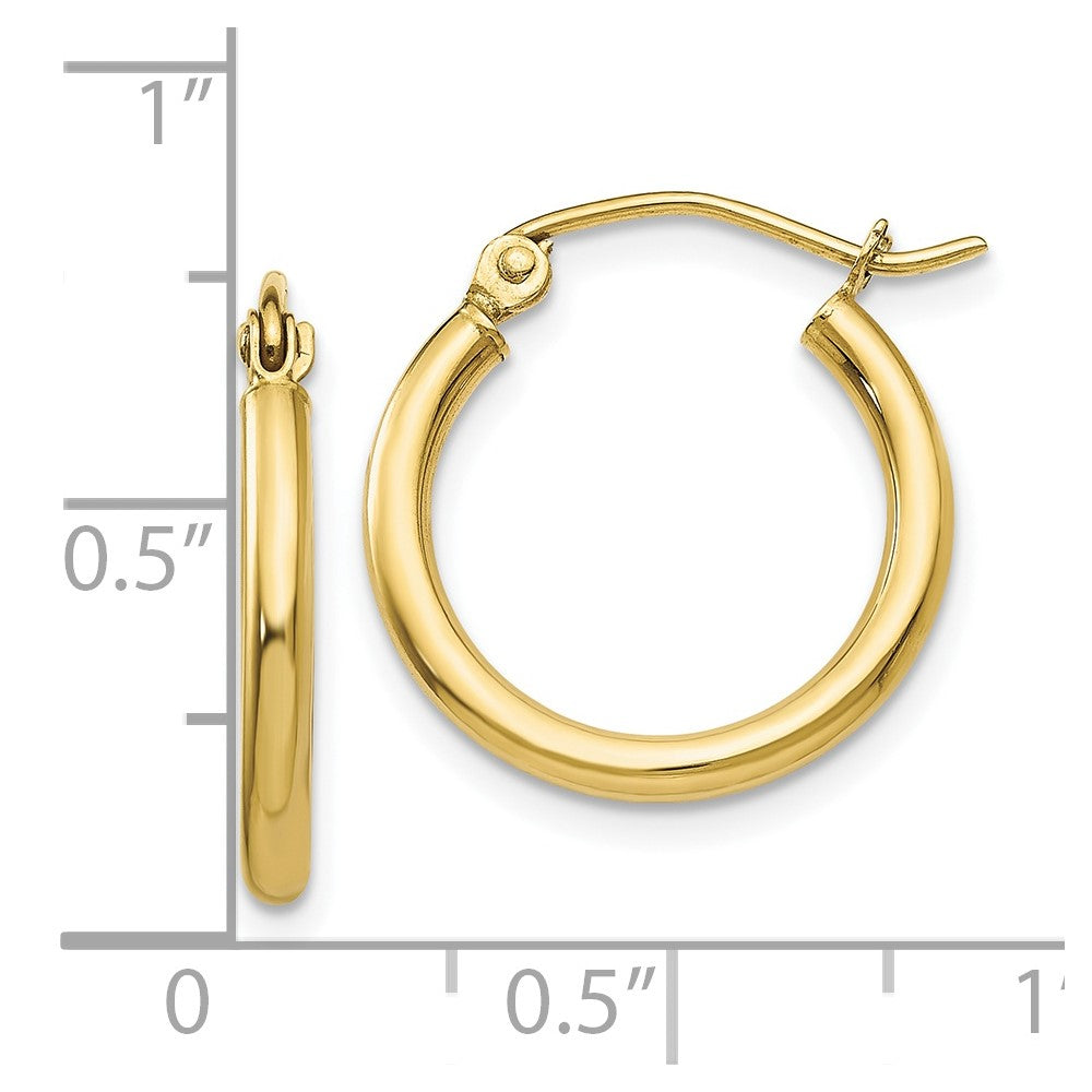 FJC Finejewelers 10 kt Yellow Gold Polished 2mm Lightweight Tube Hoop Earrings 17 mm x 18 mm