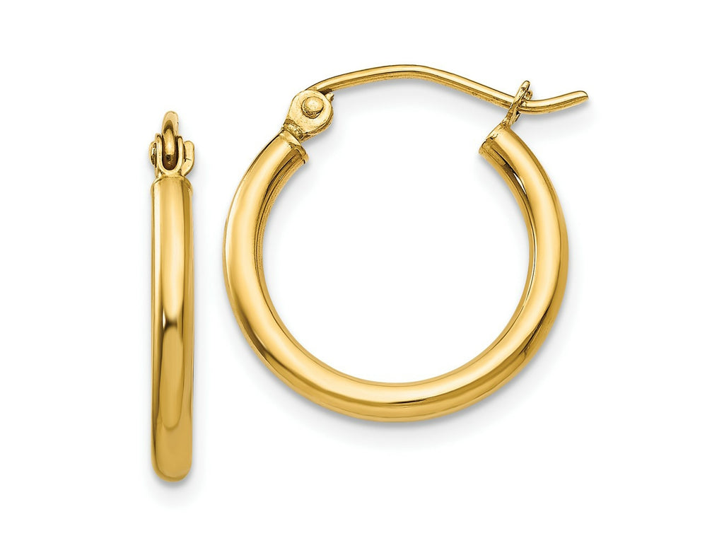 FJC Finejewelers 10 kt Yellow Gold Polished 2mm Lightweight Tube Hoop Earrings 17 mm x 18 mm