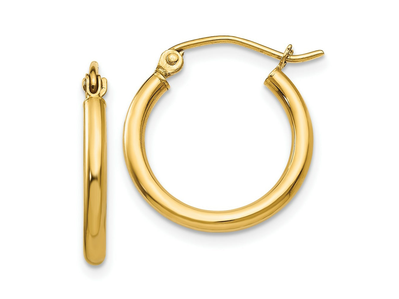 FJC Finejewelers 10 kt Yellow Gold Polished 2mm Lightweight Tube Hoop Earrings 17 mm x 18 mm