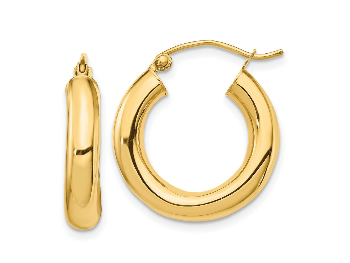 FJC Finejewelers 10 kt Yellow Gold Polished 4mm Tube Hoop Earrings 21 mm x 19 mm
