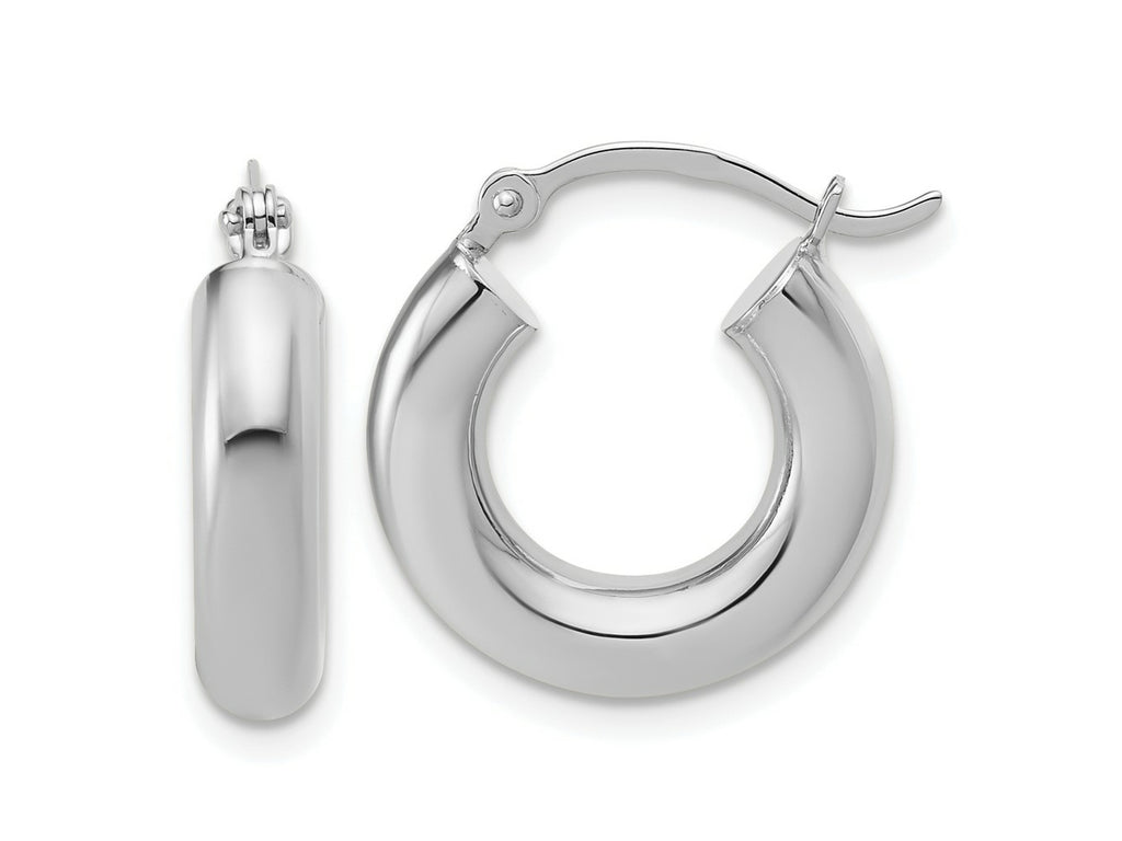 FJC Finejewelers 10 kt White Gold Polished x 17mm Tube Hoop Earrings 17 mm x 4 mm