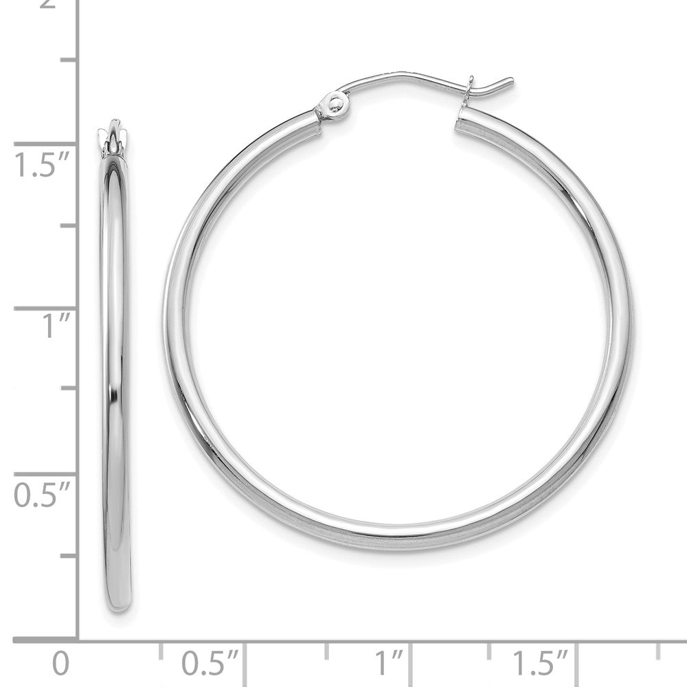 FJC Finejewelers 10 kt White Gold Hoops Polished 2mm Lightweight Tube Hoop Earrings 35 mm x 35.89 mm