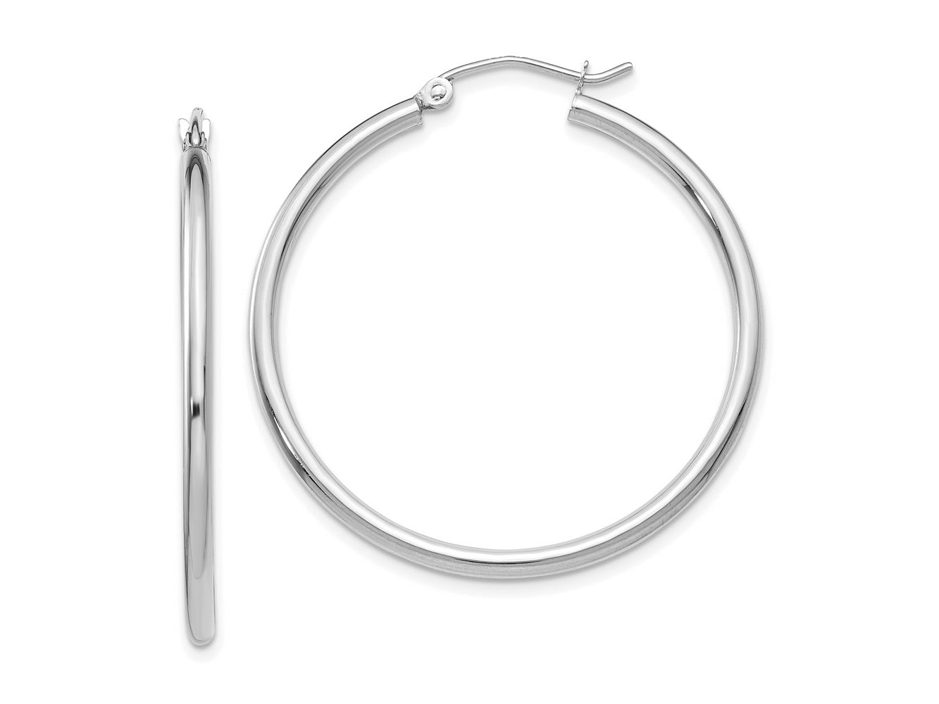 FJC Finejewelers 10 kt White Gold Hoops Polished 2mm Lightweight Tube Hoop Earrings 35 mm x 35.89 mm