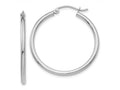 FJC Finejewelers 10 kt White Gold Hoops Polished 2mm Lightweight Tube Hoop Earrings 30 mm x 35 mm
