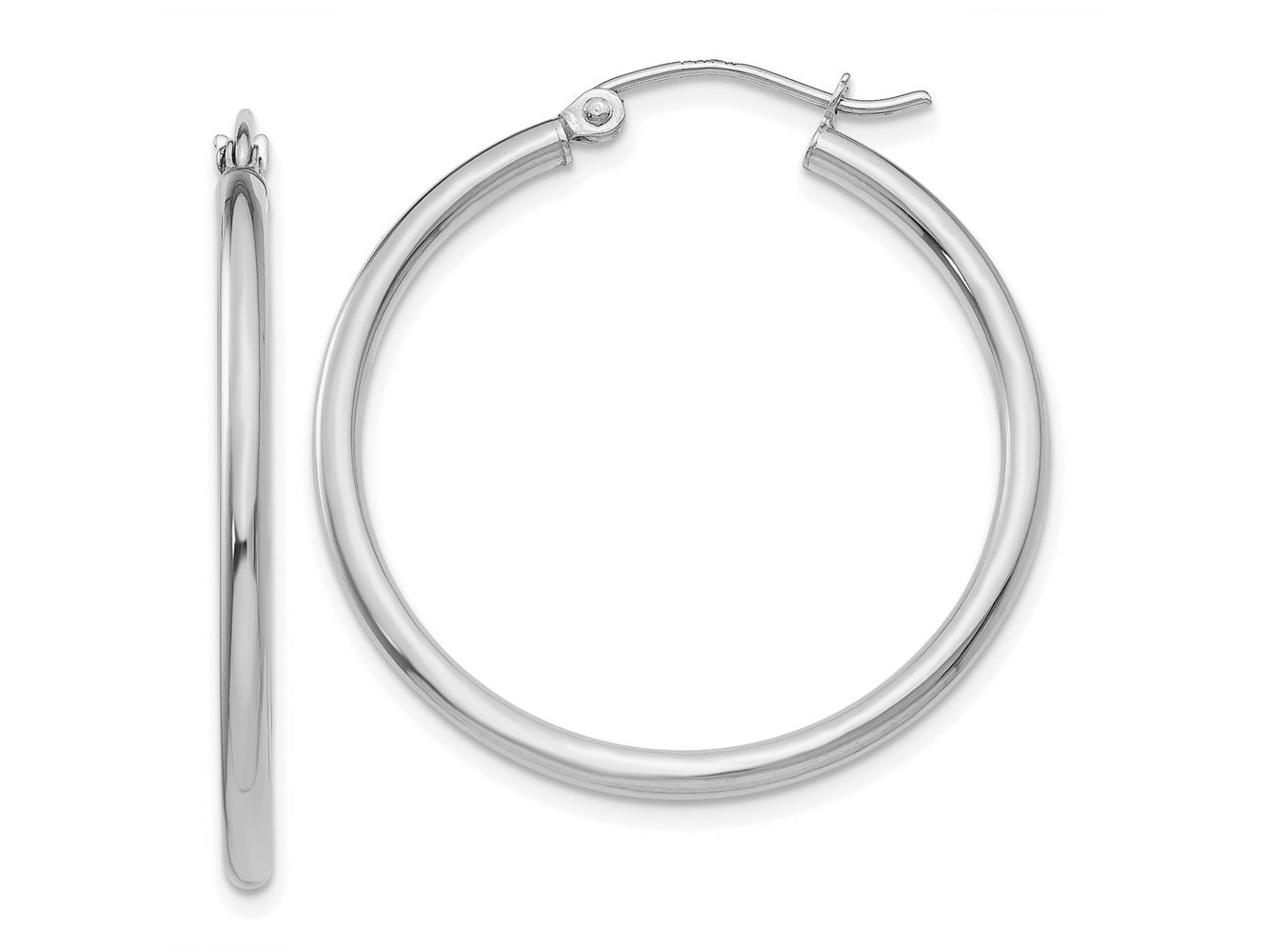 FJC Finejewelers 10 kt White Gold Hoops Polished 2mm Lightweight Tube Hoop Earrings 30 mm x 35 mm