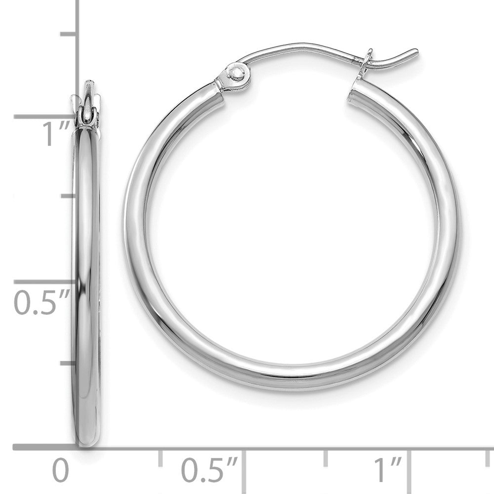 FJC Finejewelers 10 kt White Gold Hoops Polished 2mm Lightweight Hoop Earrings 25 mm x 25.76 mm