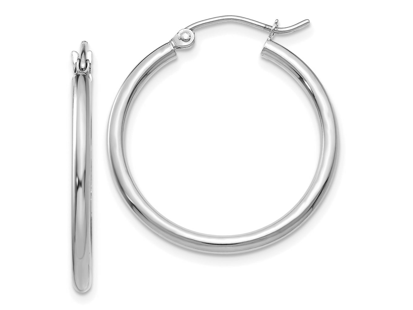 FJC Finejewelers 10 kt White Gold Hoops Polished 2mm Lightweight Hoop Earrings 25 mm x 25.76 mm