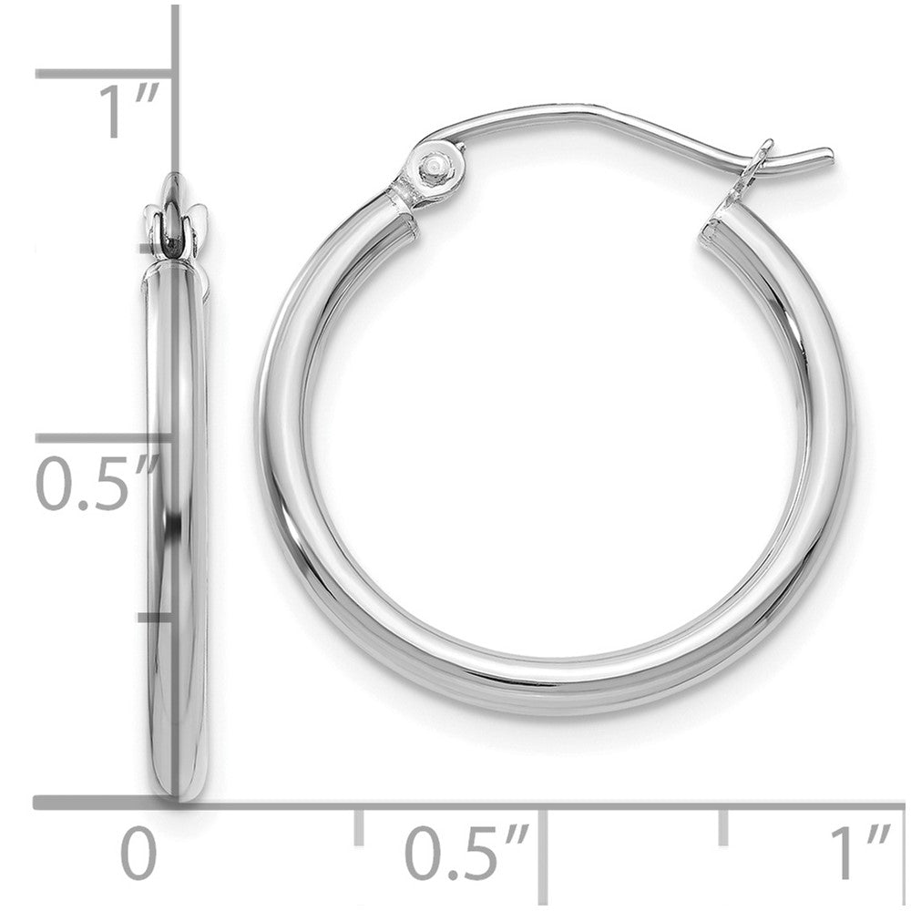FJC Finejewelers 10 kt White Gold Hoops Polished 2mm Lightweight Tube Hoop Earrings 20 mm x 20.84 mm