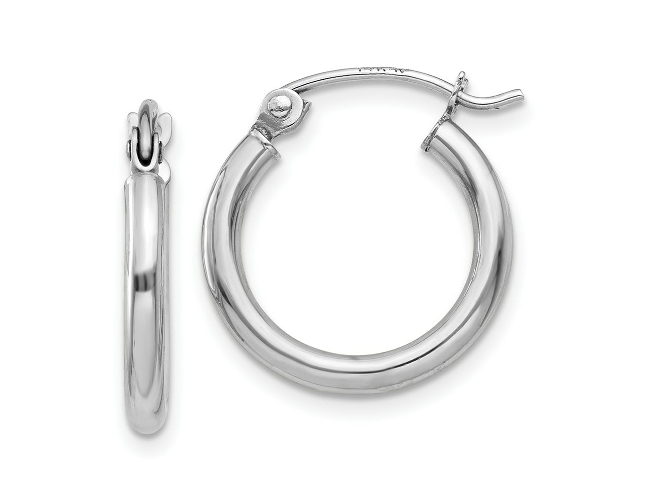 FJC Finejewelers 10 kt White Gold Hoops Polished 2mm Lightweight Tube Hoop Earrings 15 mm x 15.67 mm