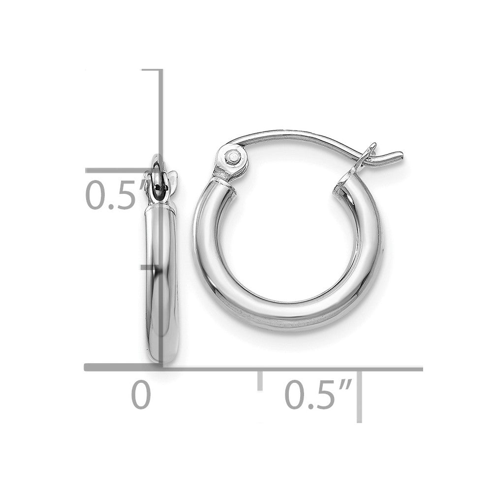 FJC Finejewelers 10 kt White Gold Hoops Polished 2mm Lightweight Tube Hoop Earrings 13 mm x 12.17 mm