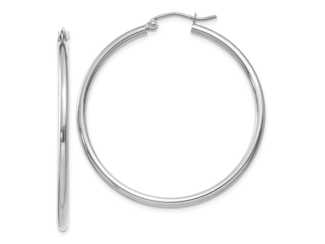 FJC Finejewelers 10 kt White Gold Hoops Polished 2mm Lightweight Hoop Earrings 40 mm x 39.61 mm