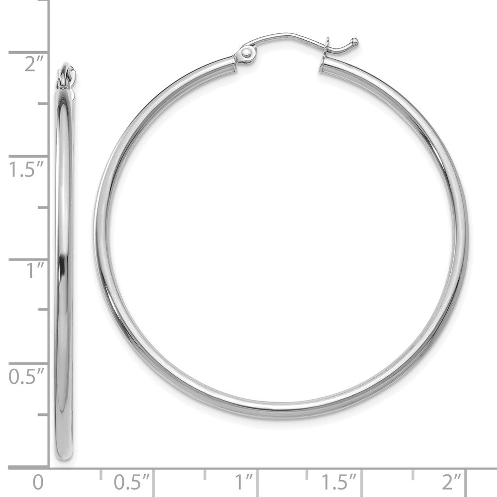 FJC Finejewelers 10 kt White Gold Hoops Polished 2mm Lightweight Tube Hoop Earrings 45 mm x 45.37 mm
