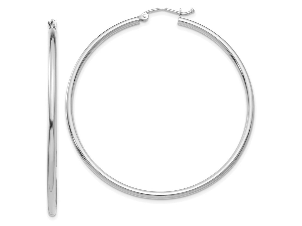 FJC Finejewelers 10 kt White Gold Hoops Polished 2mm Lightweight Tube Hoop Earrings 50 mm x 51.22 mm