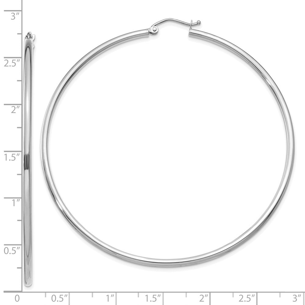 FJC Finejewelers 10 kt White Gold Hoops Polished 2mm Lightweight Tube Hoop Earrings 65 mm x 68.04 mm
