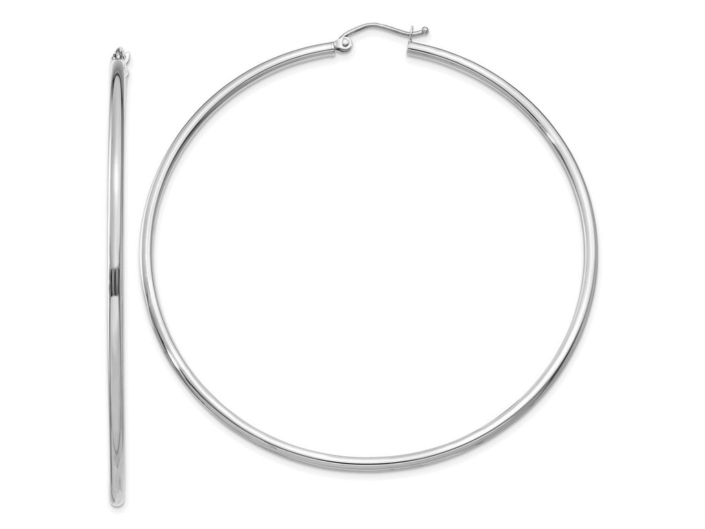 FJC Finejewelers 10 kt White Gold Hoops Polished 2mm Lightweight Tube Hoop Earrings 65 mm x 68.04 mm