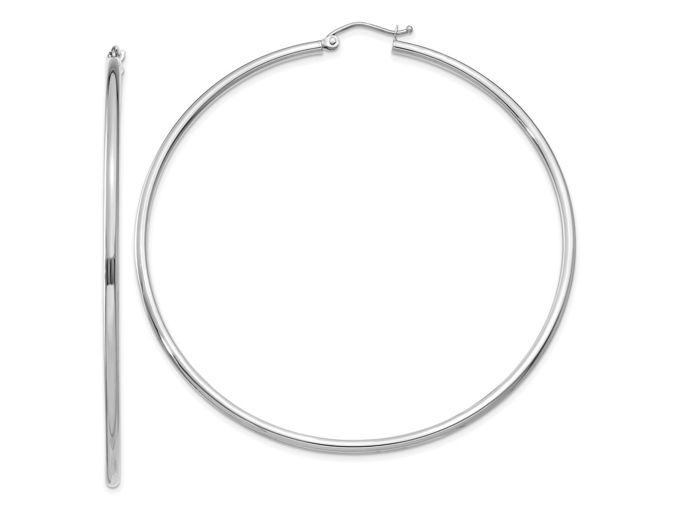 FJC Finejewelers 10 kt White Gold Hoops Polished 2mm Lightweight Tube Hoop Earrings 65 mm x 68.04 mm
