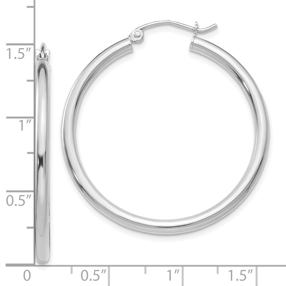 FJC Finejewelers 10 kt White Gold Hoops Polished 2.5mm Lightweight Tube Hoop Earrings 35 mm x 35.8 mm