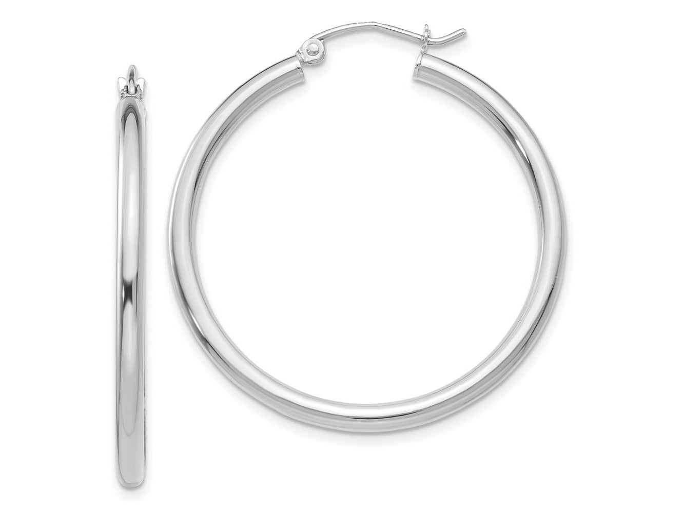 FJC Finejewelers 10 kt White Gold Hoops Polished 2.5mm Lightweight Tube Hoop Earrings 35 mm x 35.8 mm