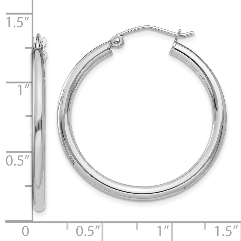 FJC Finejewelers 10 kt White Gold Hoops Polished 2.5mm Lightweight Tube Hoop Earrings 30 mm x 30.61 mm