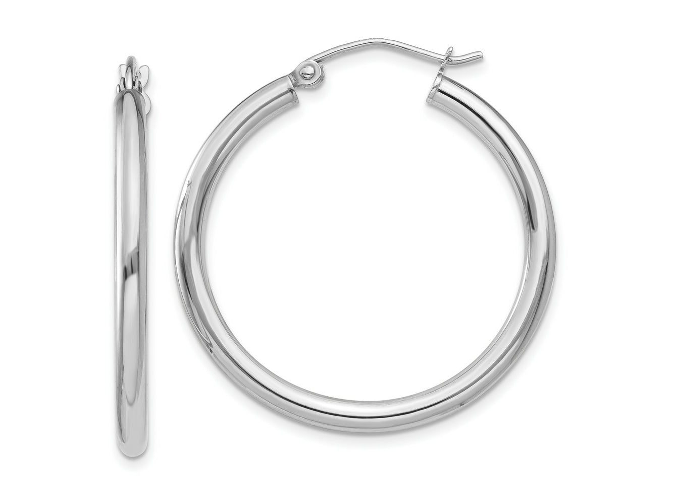 FJC Finejewelers 10 kt White Gold Hoops Polished 2.5mm Lightweight Tube Hoop Earrings 30 mm x 30.61 mm