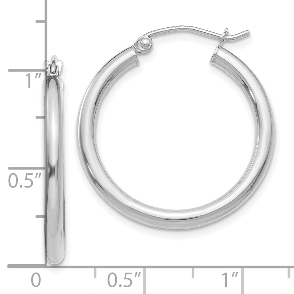 FJC Finejewelers 10 kt White Gold Hoops Polished 2.5mm Lightweight Tube Hoop Earrings 25 mm x 25.87 mm
