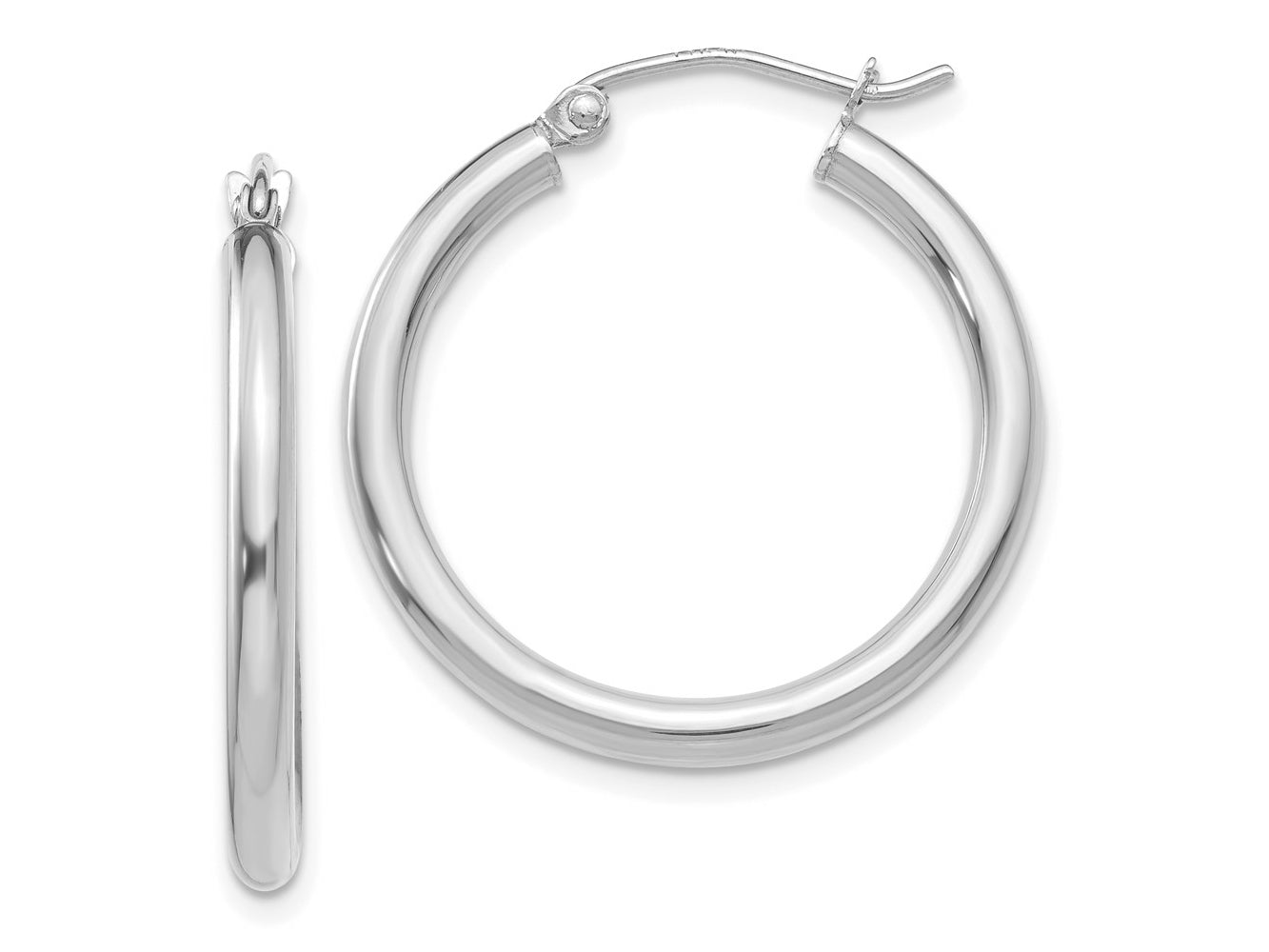 FJC Finejewelers 10 kt White Gold Hoops Polished 2.5mm Lightweight Tube Hoop Earrings 25 mm x 25.87 mm