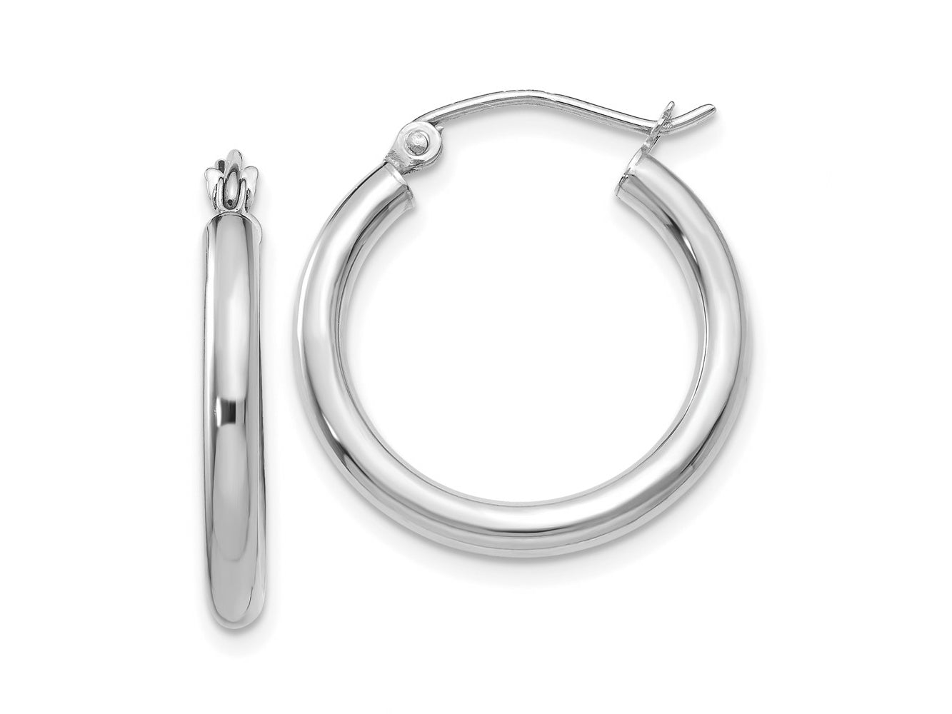 FJC Finejewelers 10 kt White Gold Hoops Polished 2.5mm Lightweight Tube Hoop Earrings 20 mm x 20.63 mm
