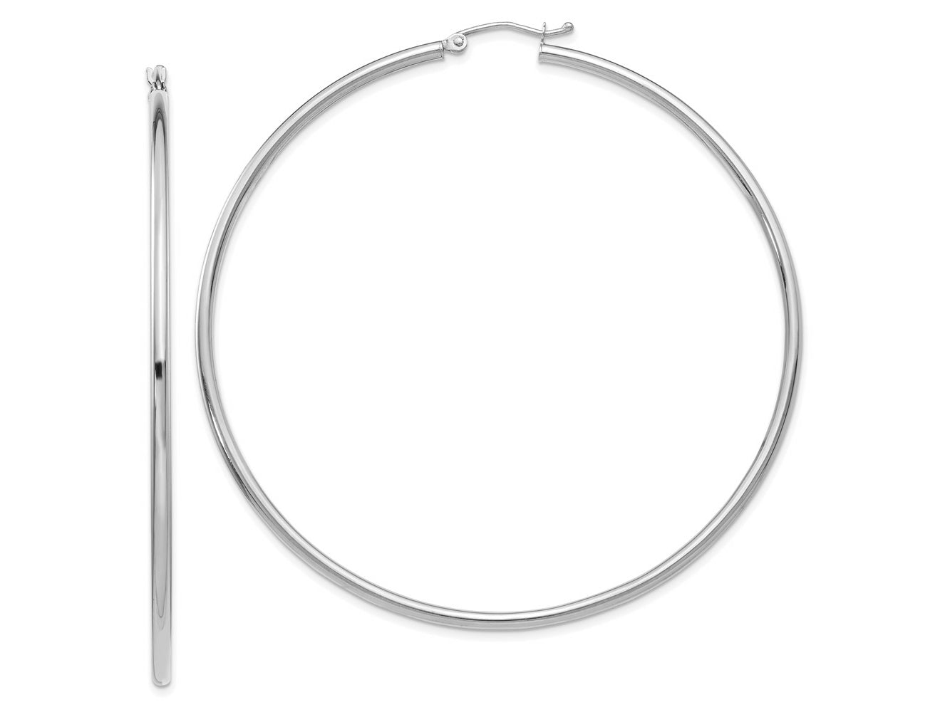 FJC Finejewelers 10 kt White Gold Hoops Polished 2.5mm Lightweight Tube Hoop Earrings 65 mm x 66.78 mm