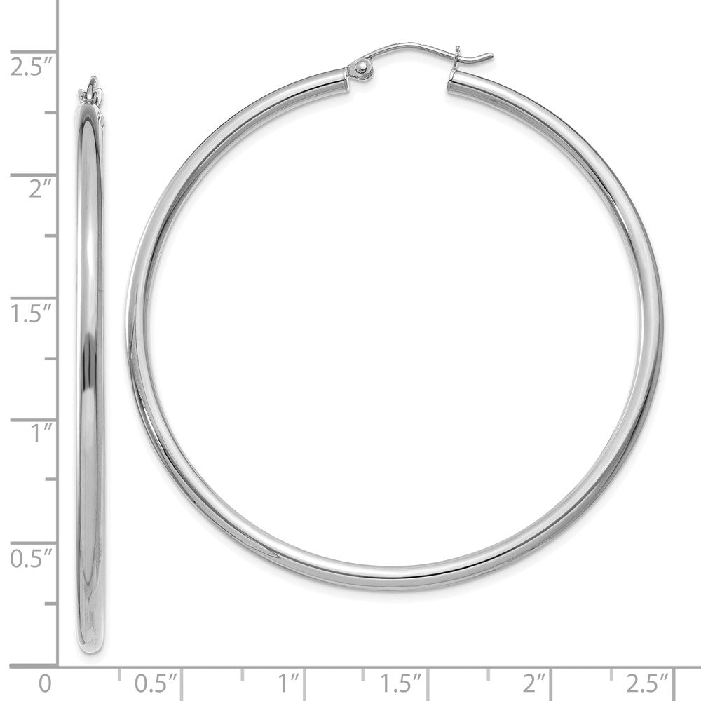FJC Finejewelers 10 kt White Gold Hoops Polished 2.5mm Lightweight Tube Hoop Earrings 55 mm x 55.06 mm