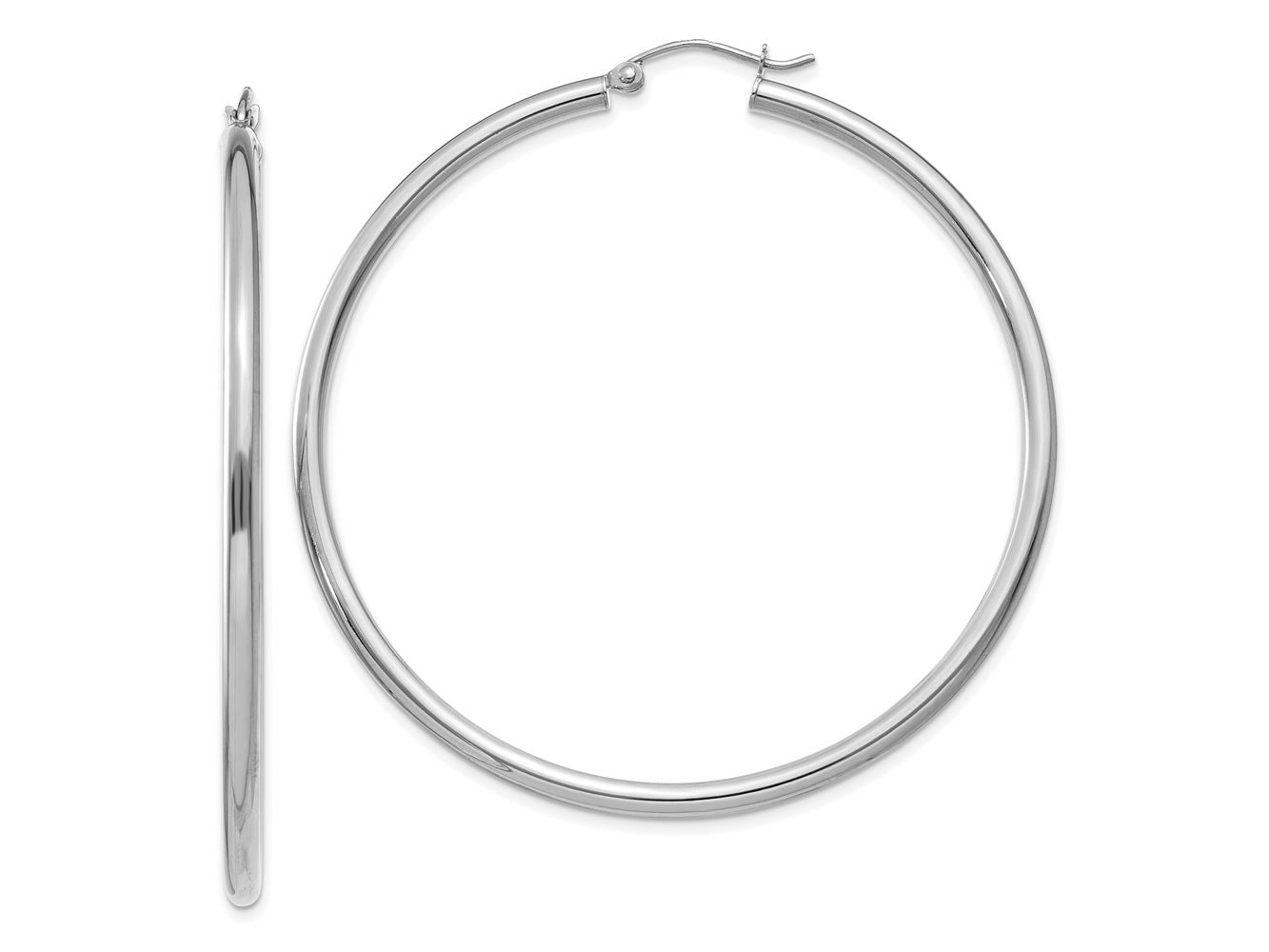 FJC Finejewelers 10 kt White Gold Hoops Polished 2.5mm Lightweight Tube Hoop Earrings 55 mm x 55.06 mm