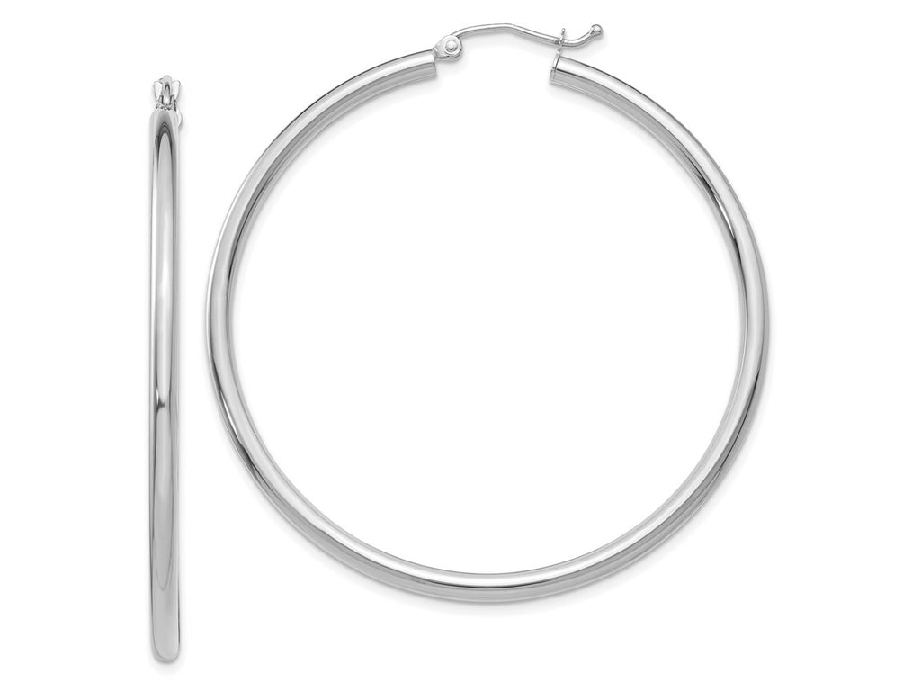 FJC Finejewelers 10 kt White Gold Hoops Polished 2.5mm Lightweight Tube Hoop Earrings 50 mm x 50.76 mm