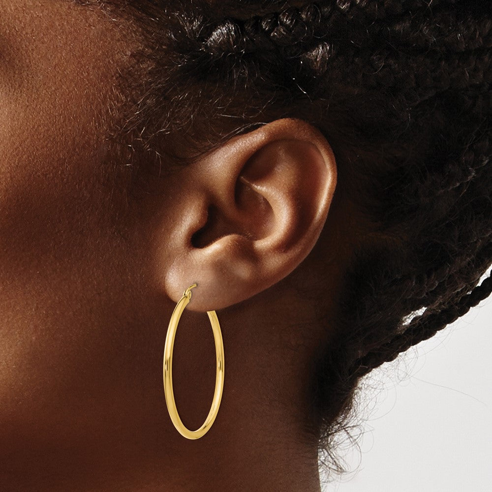 FJC Finejewelers 10 kt Yellow Gold Polished 2mm Lightweight Tube Hoop Earrings 35 mm x 36 mm