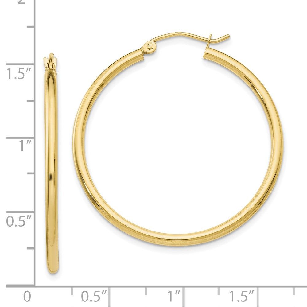 FJC Finejewelers 10 kt Yellow Gold Polished 2mm Lightweight Tube Hoop Earrings 35 mm x 36 mm