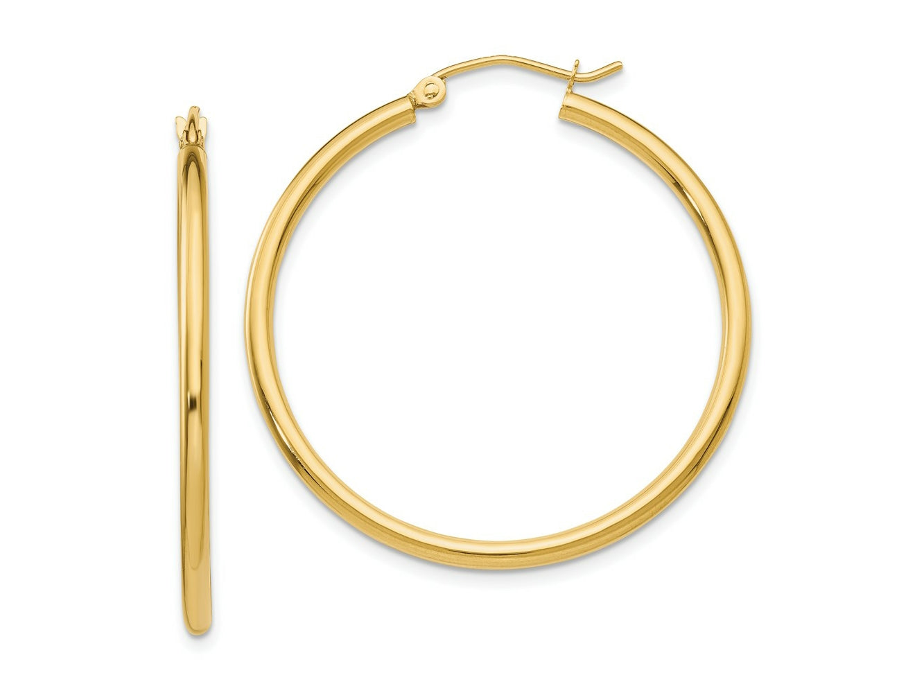 FJC Finejewelers 10 kt Yellow Gold Polished 2mm Lightweight Tube Hoop Earrings 35 mm x 36 mm