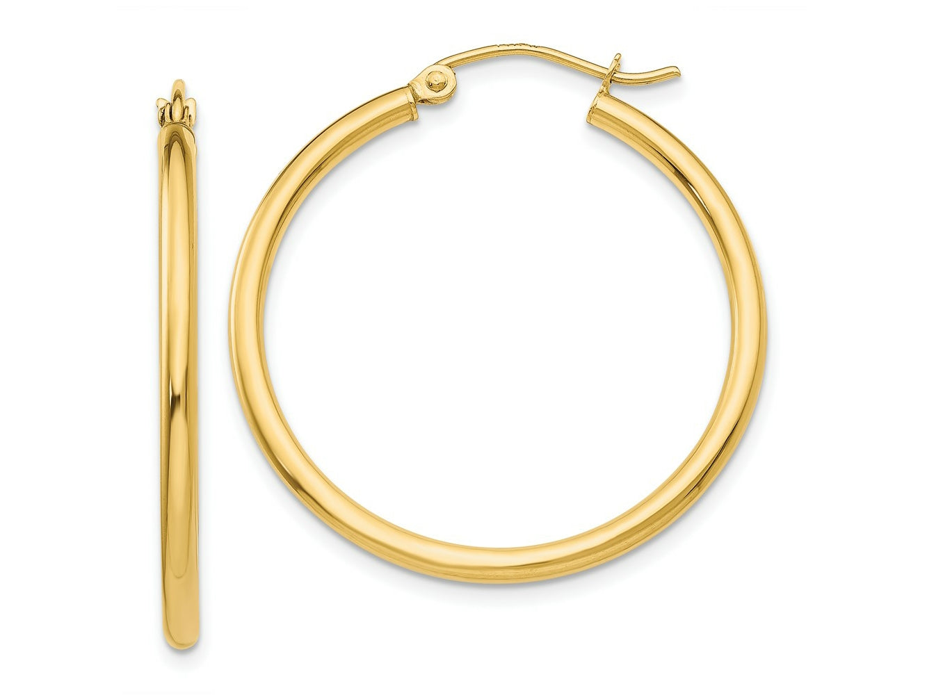 FJC Finejewelers 10 kt Yellow Gold Polished 2mm Lightweight Tube Hoop Earrings 30 mm x 31 mm