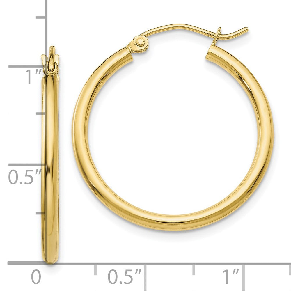 FJC Finejewelers 10 kt Yellow Gold Polished 2mm Lightweight Tube Hoop Earrings 25 mm x 26 mm