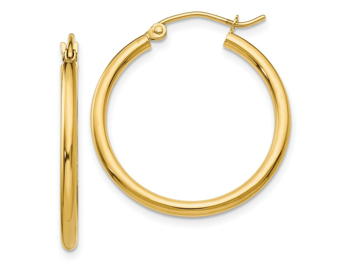 FJC Finejewelers 10 kt Yellow Gold Polished 2mm Lightweight Tube Hoop Earrings 25 mm x 26 mm