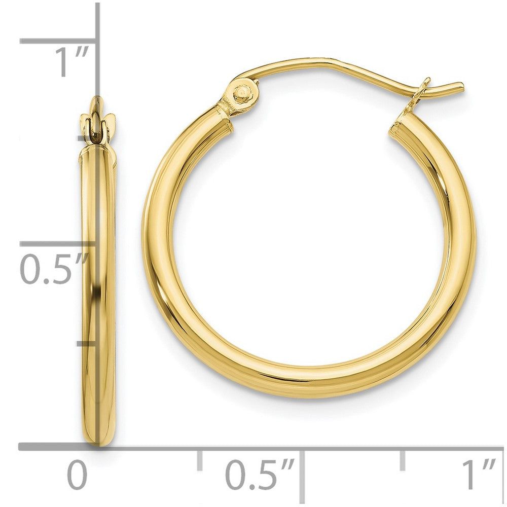 FJC Finejewelers 10 kt Yellow Gold Polished 2mm Lightweight Tube Hoop Earrings 20 mm x 20 mm