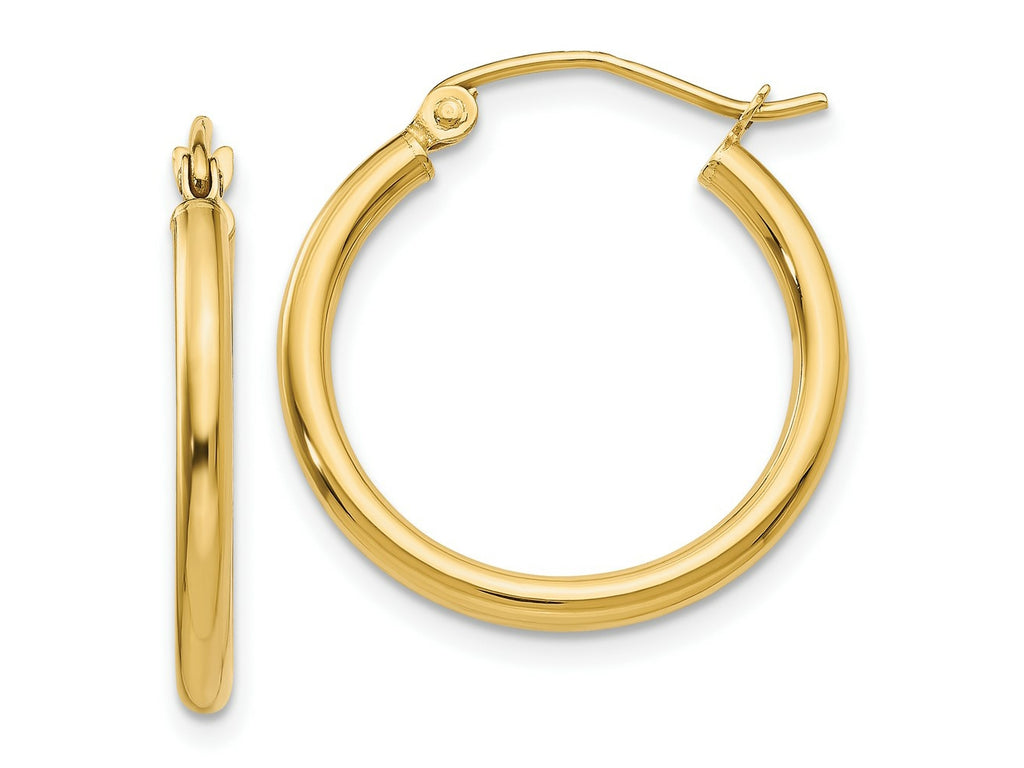 FJC Finejewelers 10 kt Yellow Gold Polished 2mm Lightweight Tube Hoop Earrings 20 mm x 20 mm
