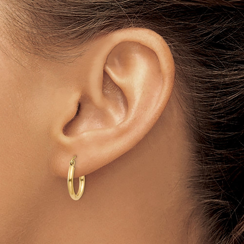 FJC Finejewelers 10 kt Yellow Gold Polished 2mm Lightweight Tube Hoop Earrings 15 mm x 15 mm