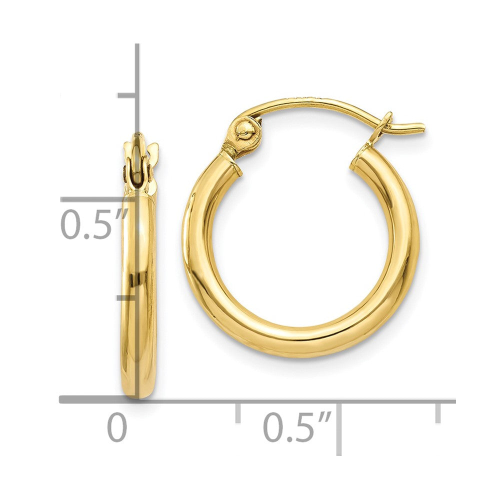 FJC Finejewelers 10 kt Yellow Gold Polished 2mm Lightweight Tube Hoop Earrings 15 mm x 15 mm