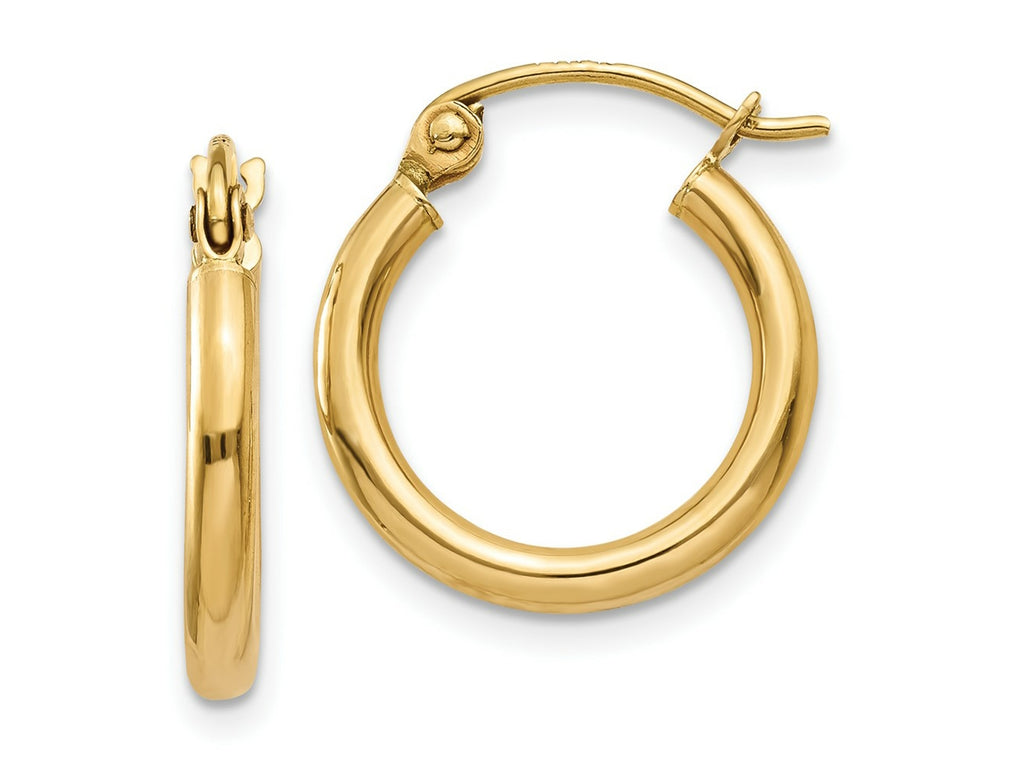 FJC Finejewelers 10 kt Yellow Gold Polished 2mm Lightweight Tube Hoop Earrings 15 mm x 15 mm
