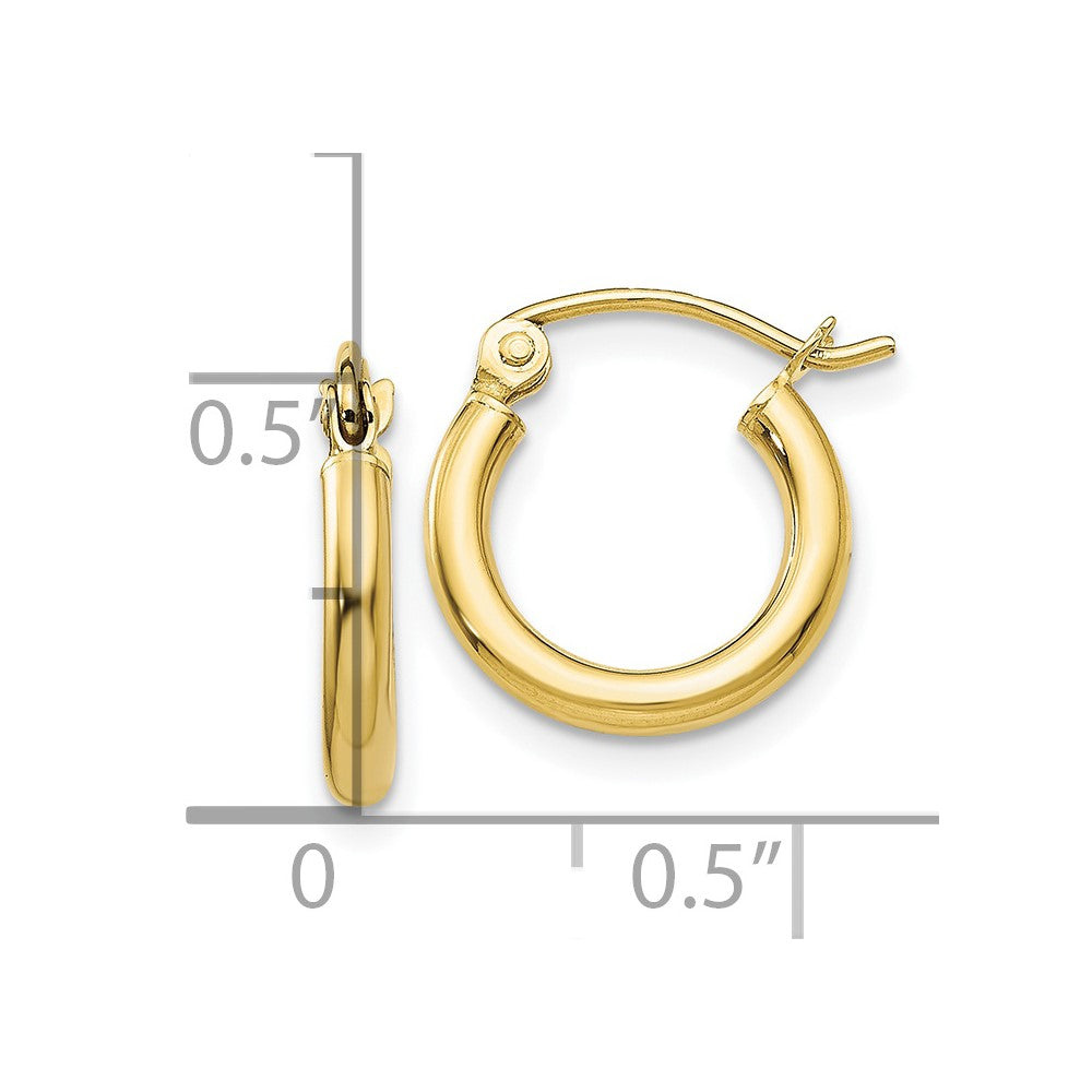 FJC Finejewelers 10 kt Yellow Gold Polished 2mm Lightweight Tube Hoop Earrings 13 mm x 12 mm