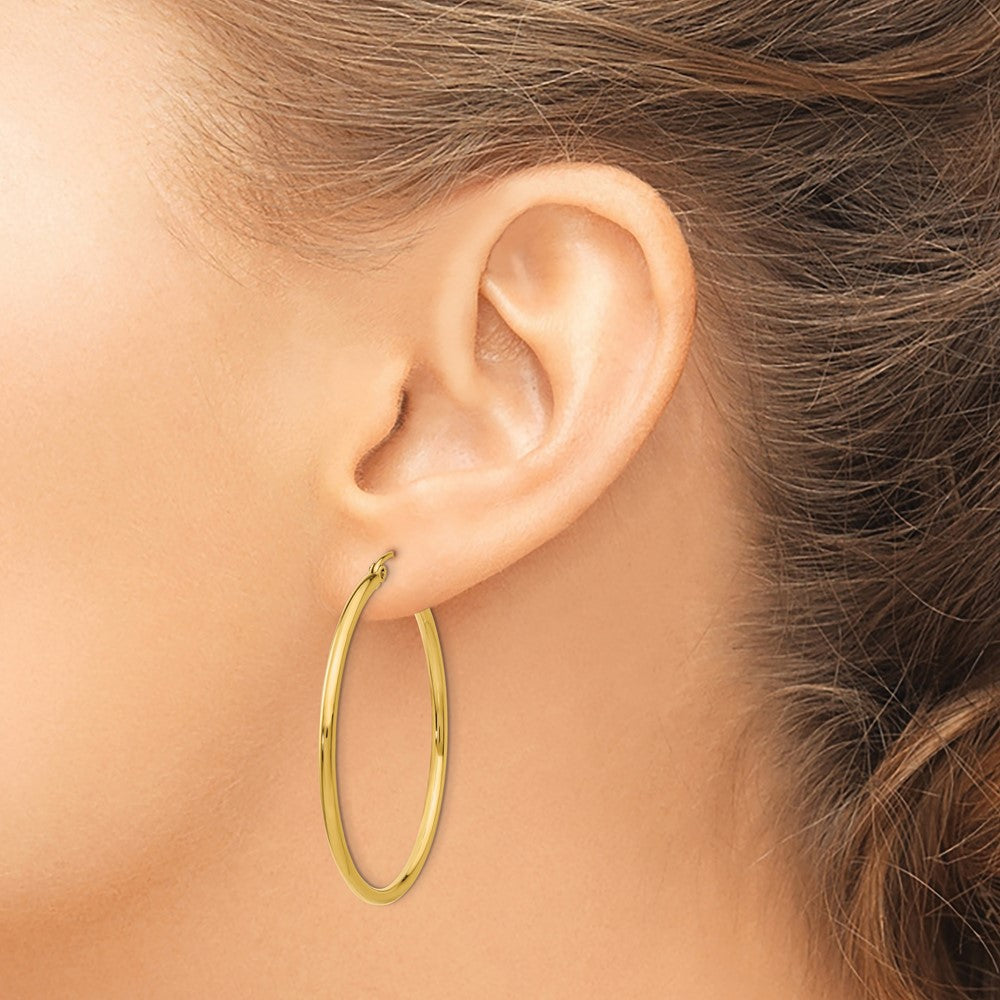 FJC Finejewelers 10 kt Yellow Gold Polished 2mm Lightweight Tube Hoop Earrings 40 mm x 39 mm