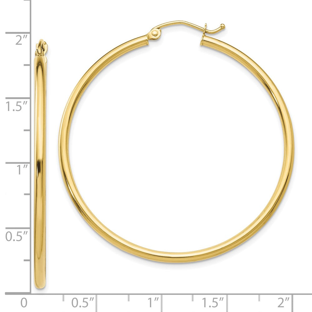 FJC Finejewelers 10 kt Yellow Gold Polished 2mm Lightweight Tube Hoop Earrings 45 mm x 45 mm