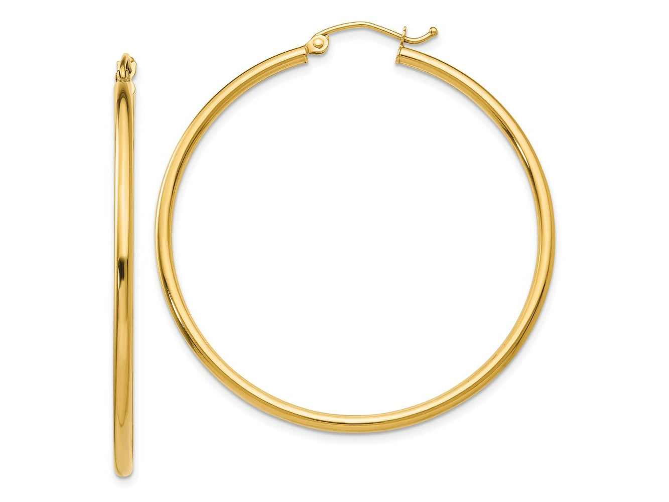 FJC Finejewelers 10 kt Yellow Gold Polished 2mm Lightweight Tube Hoop Earrings 45 mm x 45 mm